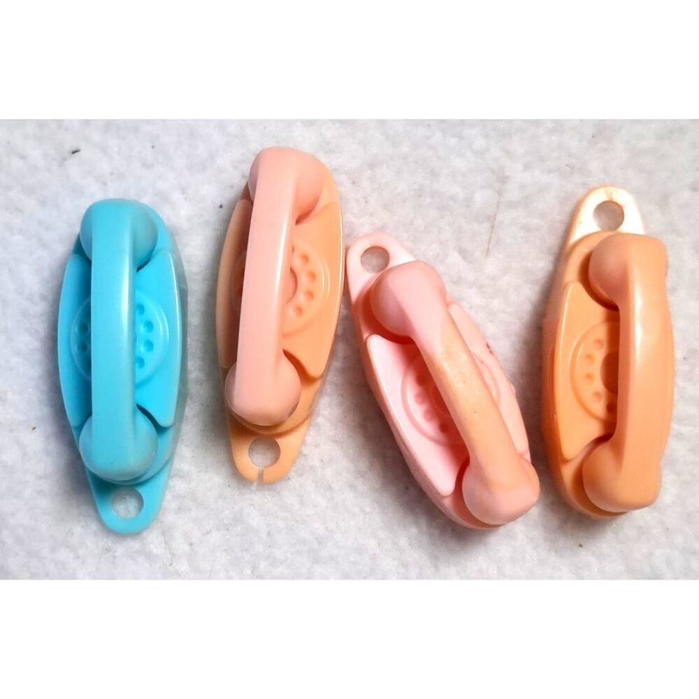Vintage Barbie Size Princess Phone Keychain Lot Peach Blue Miniature Dollhouse